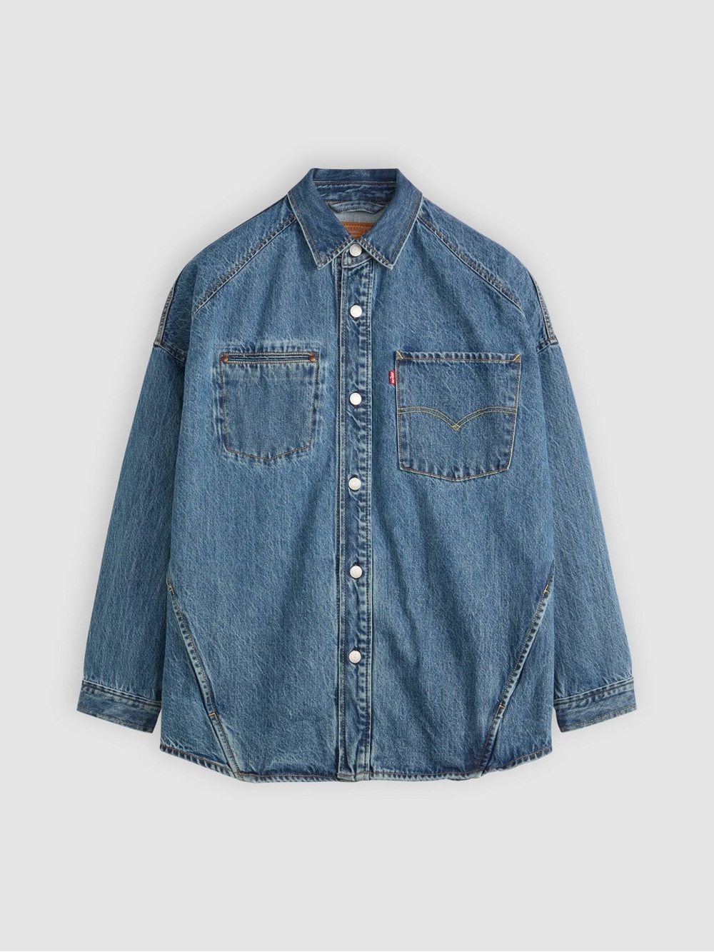 NWT Levi’s Men’s Oversized Twisted Shacket Denim Shirt Jacket Medium Wash Sz XL - Picture 2 of 15